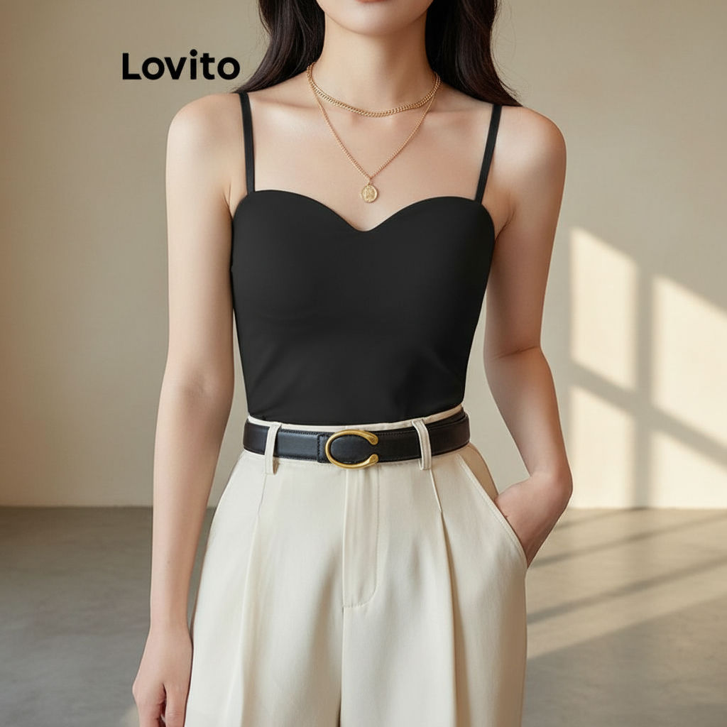 Lovito Regata Básica Lisa Casual Feminina LNA27350 (Cáqui/Cinza) em Oferta na Shopee