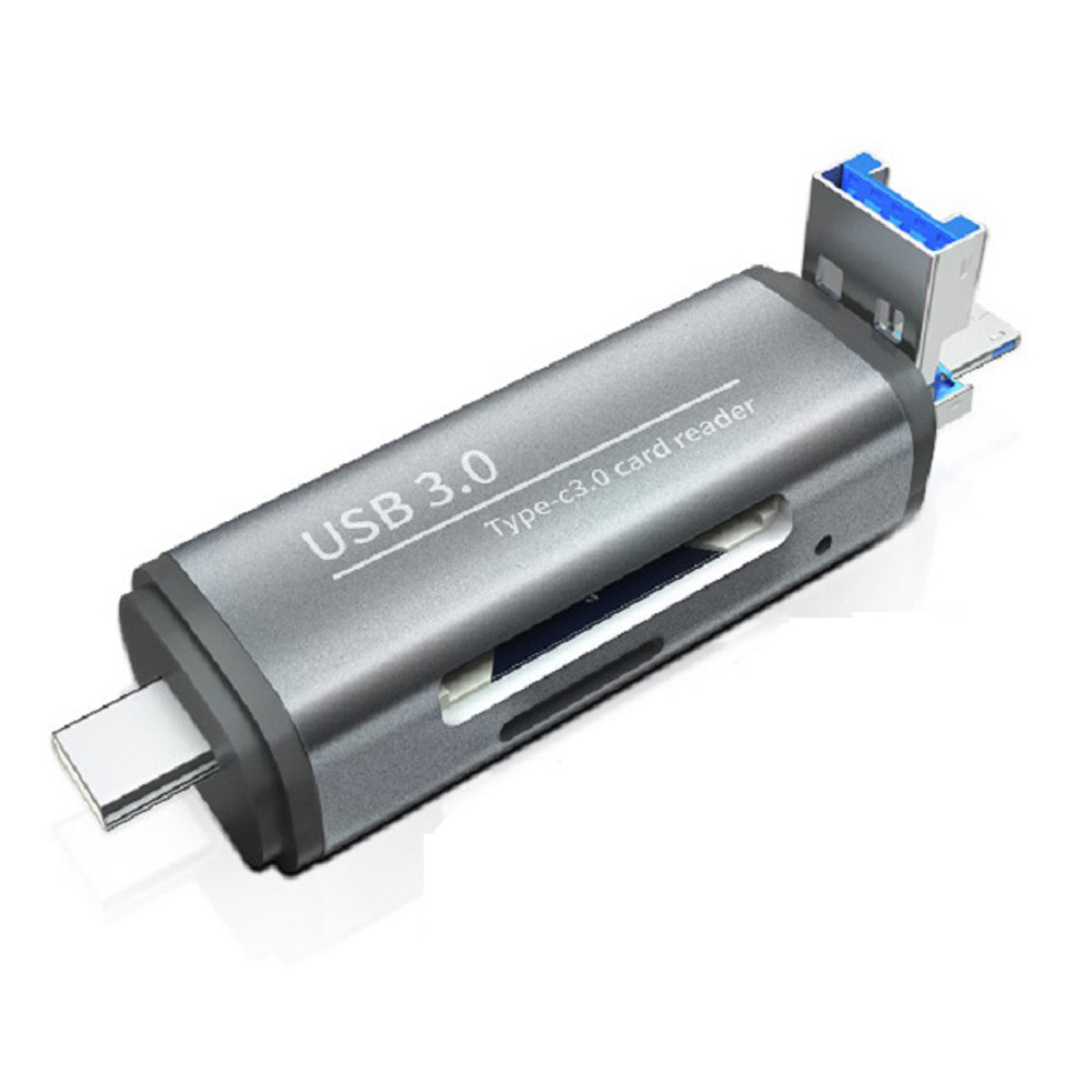 Leitor de cartões multiinterface Tipo-C USB 3.0 Micro USB, adaptador de memória SD/TF para dispositivos móveis e câmeras