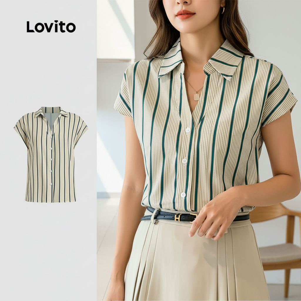 Lovito Blusa Feminina Casual Multicolorida para Festa de Natal Primavera Verão LBL29007 em Oferta na Shopee