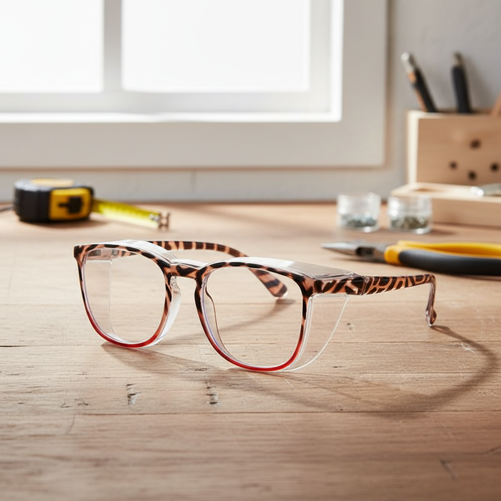 Óculos de Proteção UV Jelly Color Azul Claro – À prova de vento, Anti-pólen, Lentes Planas para Monitores