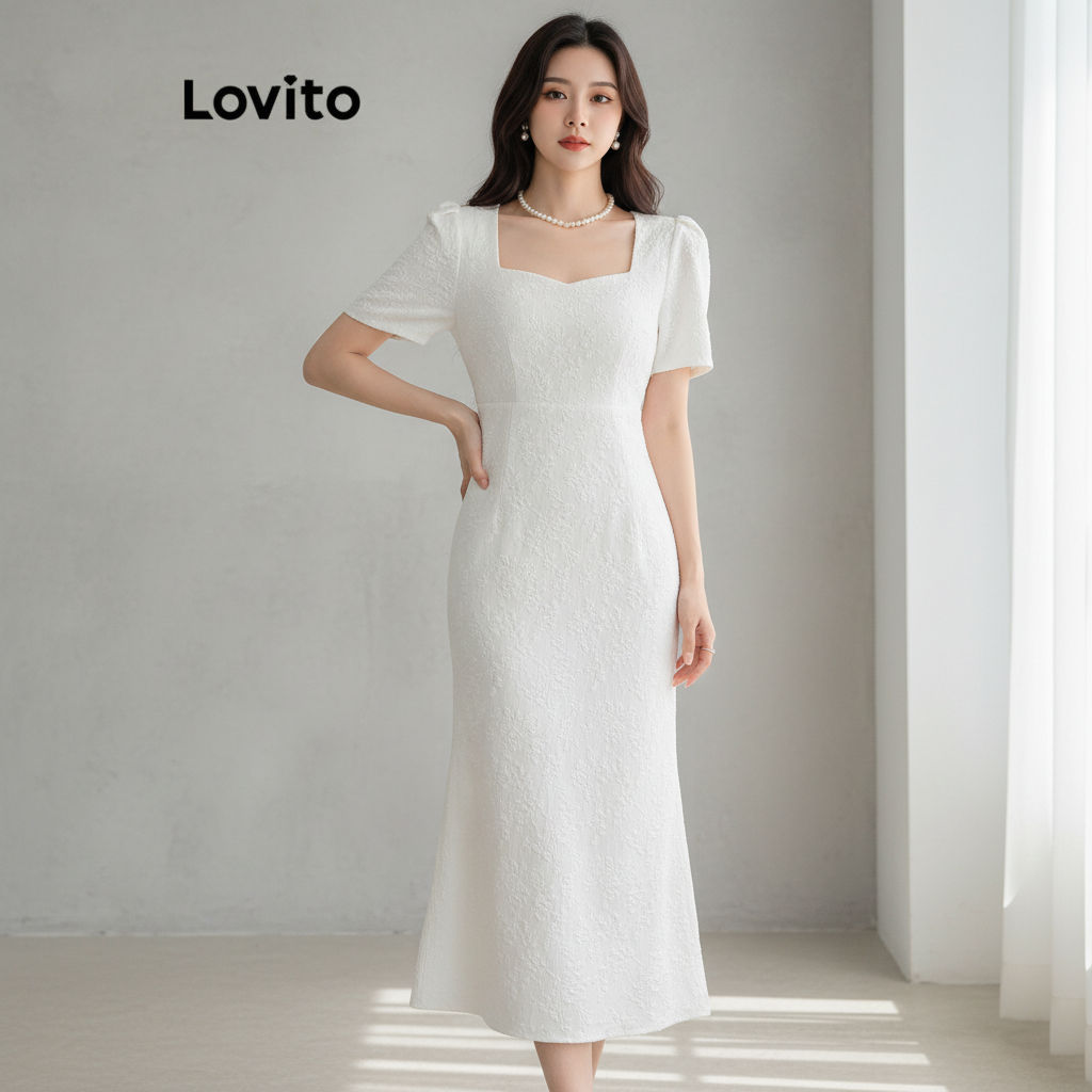 Lovito Refine Vestido Feminino Floral em Jacquard Elegante L104ED616 em Oferta na Shopee