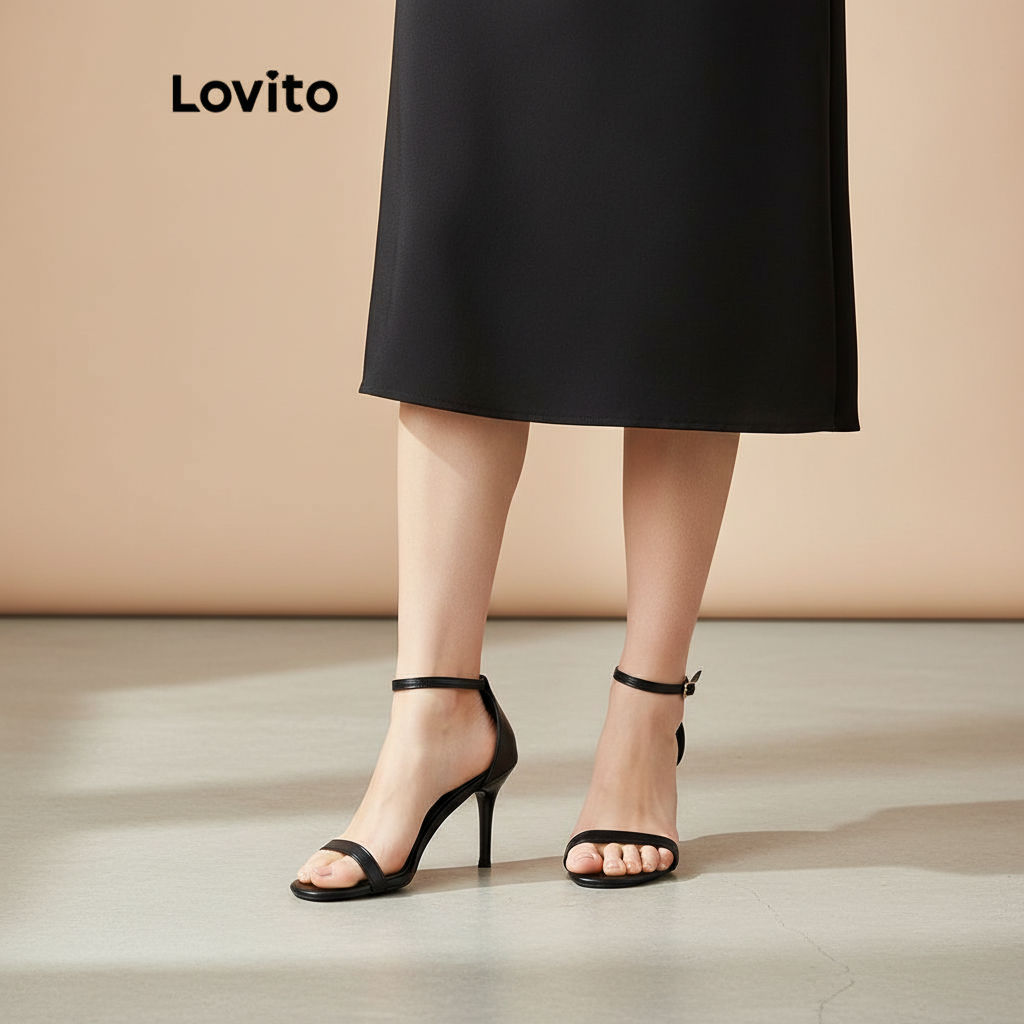 Lovito Sapatos Femininos Elegantes em Couro Macio com Bico Fino e Salto Alto para o Verão LFA50233 em Oferta na Shopee