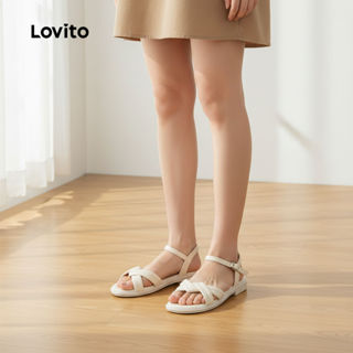 Lovito Sandália rasteira confortável antiderrapante casual para mulheres LFA34557 em Oferta na Shopee