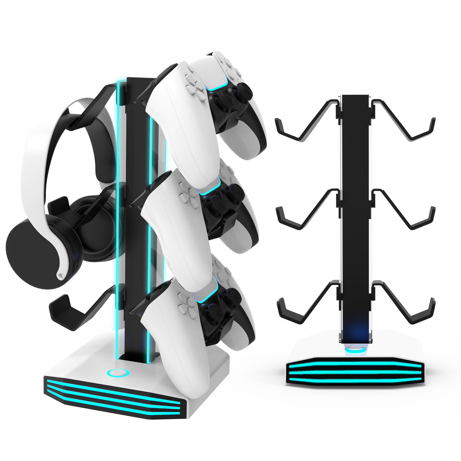  Rack Periférico de Jogo RGB Glow - Suporte Multifuncional para Fone de Ouvido e Gamepad, Decoração de Mesa E-Sports com