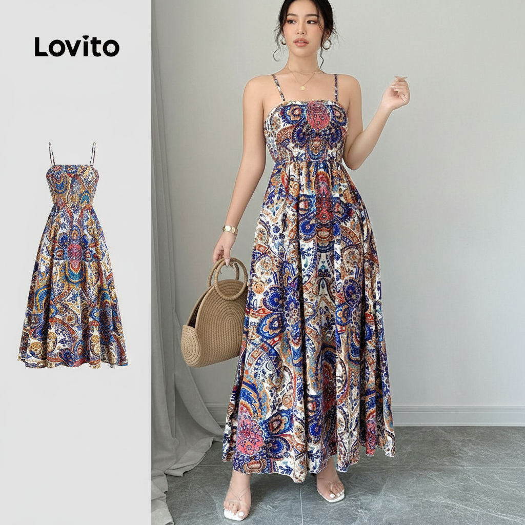 Lovito Refine Vestido Boho Estilo Nacional Primavera/Verão Feminino L138ED206 em Oferta na Shopee