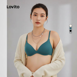 Lovito Sutiã Casual de Alcinha Confortável para a Pele Sem Arame Sutiã Amarelo Simples com Efeito push-up LNE117015 em Oferta na Shopee