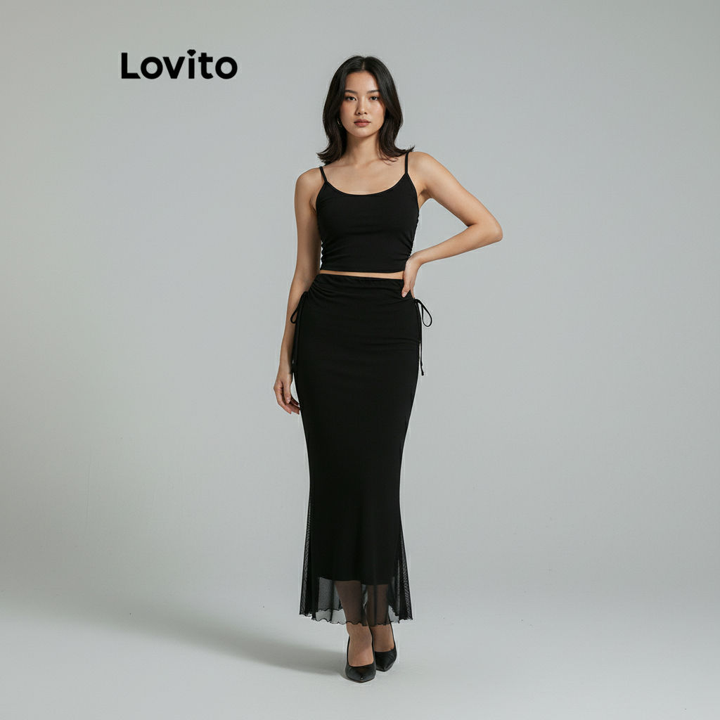 Lovito Saias Casuais Simples Com Cordão Sereia Para Mulheres L102AD267 em Oferta na Shopee