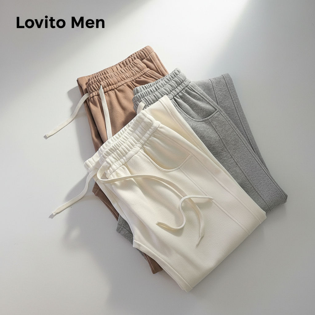 Lovito Calça Feminina Casual Lisa com Amarração LNL54136