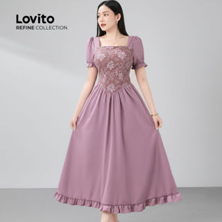 Lovito Refine Vestido Rosa Elegante em Jacquard para Primavera/Verão LR21E002 em Oferta na Shopee