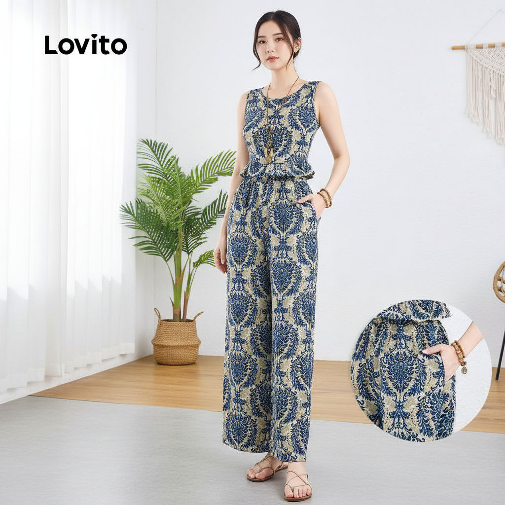 Lovito Camisas Ou Calças Femininas com Babados Estilo Boho para Primavera Verão L137ED063 em Oferta na Shopee