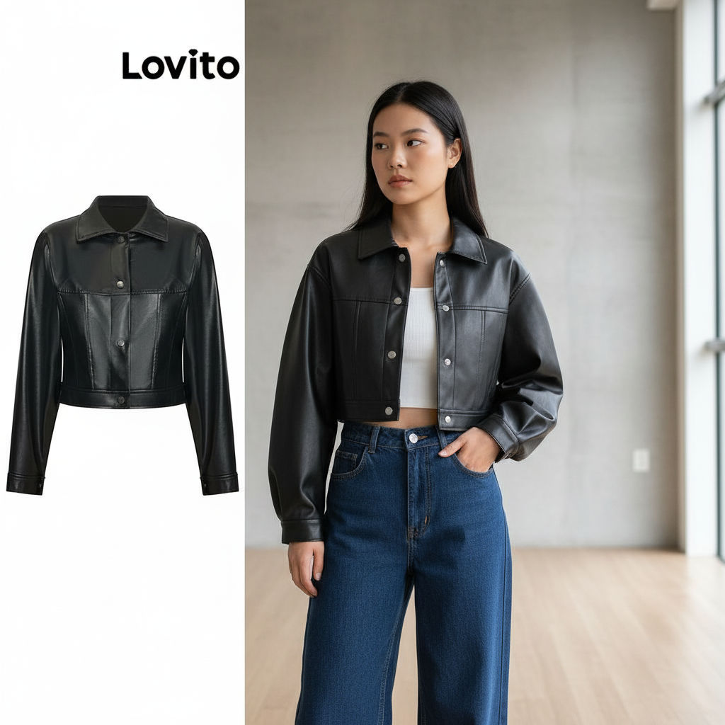 Lovito Jaqueta Casual Feminina com Botões Lisos para Verão e Primavera L76AD091 em Oferta na Shopee