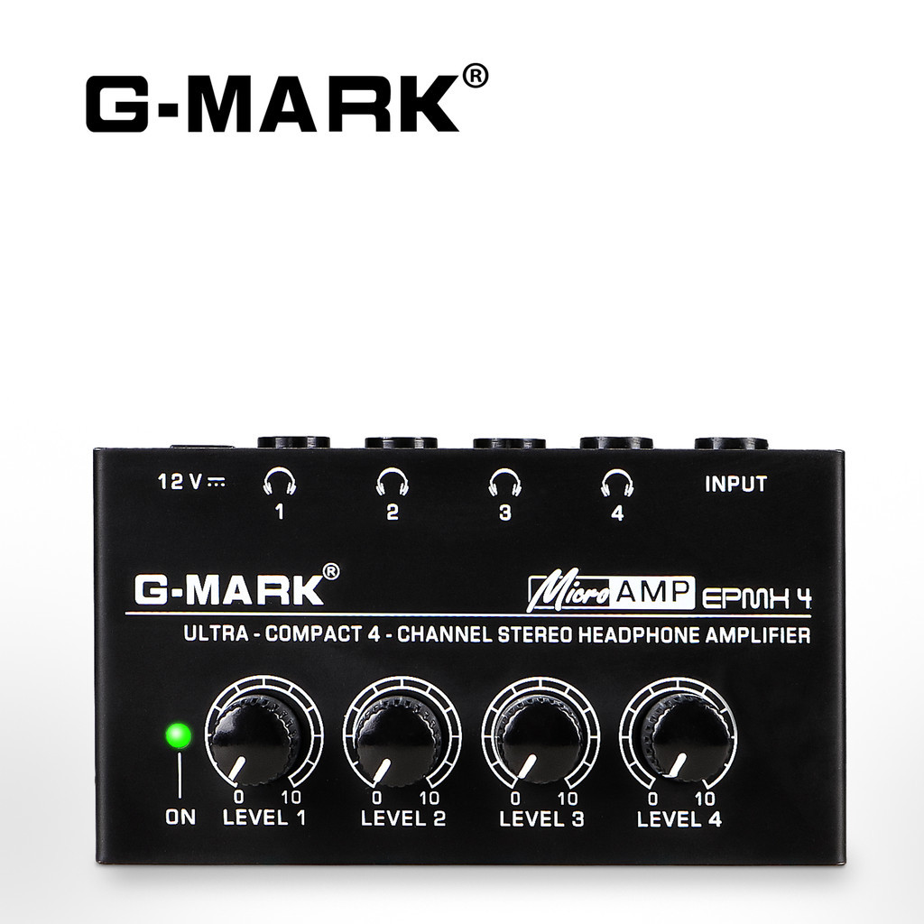 Amplificador de fone de ouvido G-MARK de 4 canais EPMH4 Mini divisor de áudio estéreo de metal para guitarra,