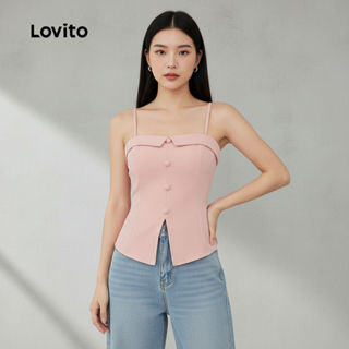 Lovito Refine Top Elegante Com Botões Lisos E Regata De Verão/primavera Para Mulheres L131ED246 em Oferta na Shopee