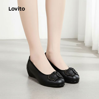 Lovito Refine sapatilhas femininas de couro macio, lisas, estilo balé, água, para mãe, LFA76317 em Oferta na Shopee