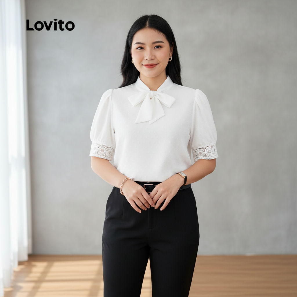 Blusa Feminina Elegante Plus Size Com Renda E Trança Lisa LBL22662