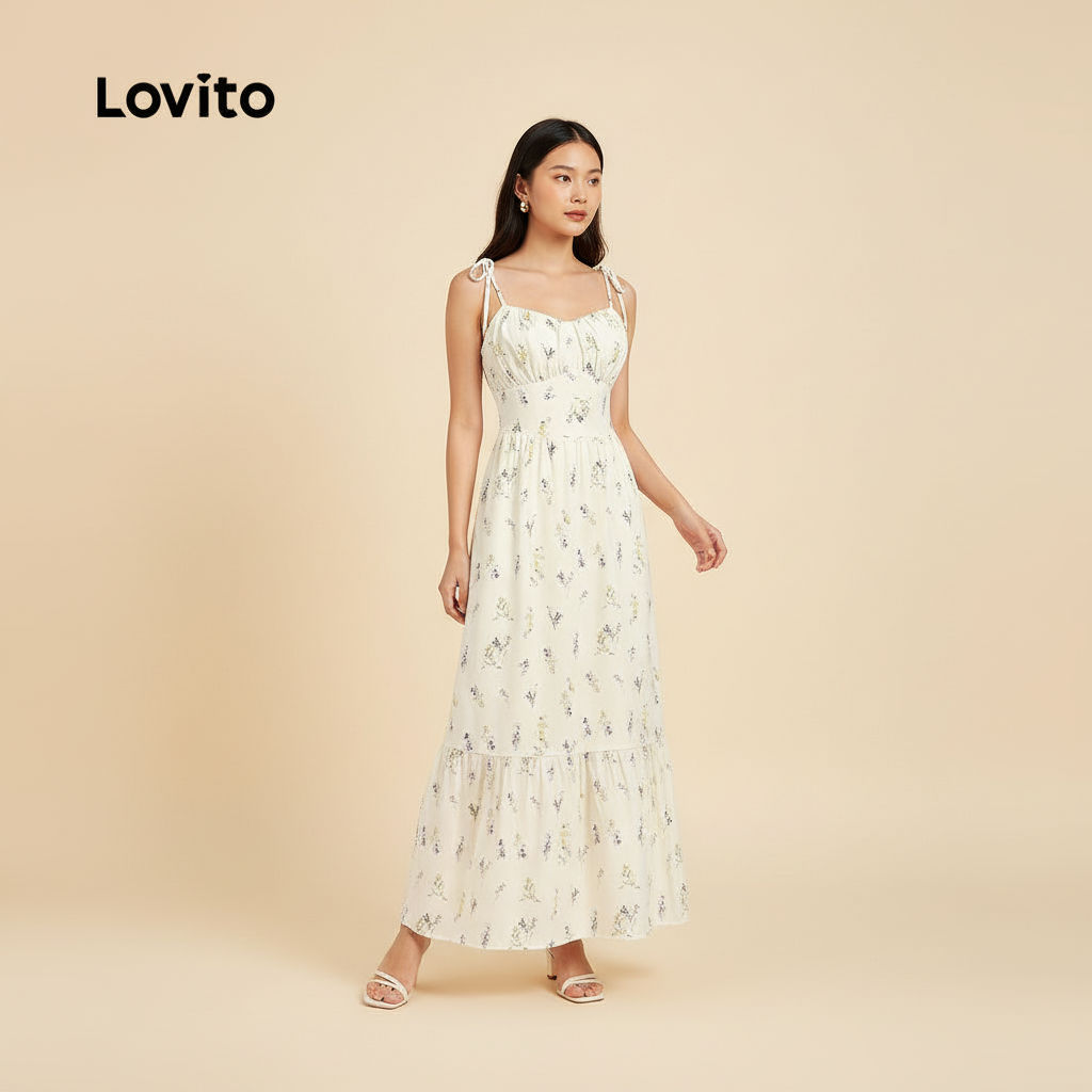 Lovito Vestido Feminino Multicolor com Estampa Floral, Zíper, Primavera/Verão L134ED104 em Oferta na Shopee