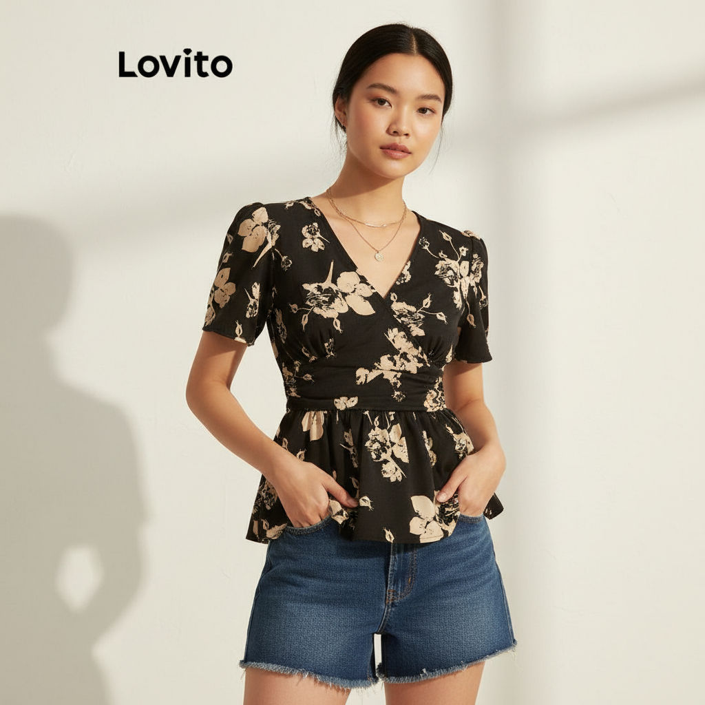Lovito Blusa Feminina Floral Flores Elegante L112ED568