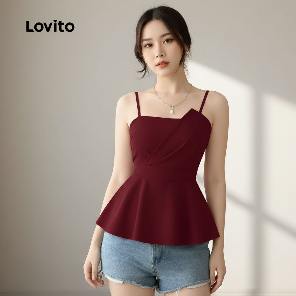 Lovito Blusa Assimétrica Vintage Feminina Vinho Primavera Verão L164ED039 em Oferta na Shopee