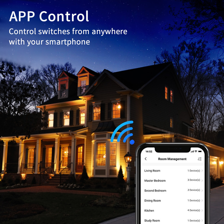 AXUS Compatível com Tuya Interruptor de Parede Inteligente WiFi US RF433 1/2/3/4 Teclas Sem Fio Neutro Sensor Touch LED — imagem 2 de 2