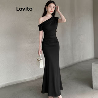 Lovito Vestido feminino elegante com corte assimétrico L112ED479 em Oferta na Shopee