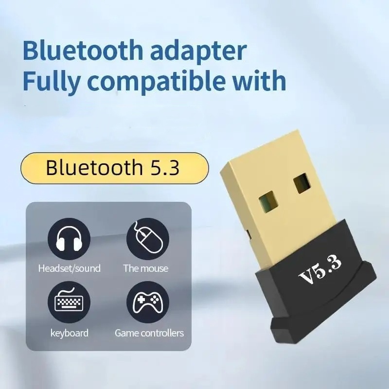 Adaptador USB Bluetooth 5.3/5.4 Sem Fio Receptor Transmissor para Computador Desktop Mouse Headset Alta