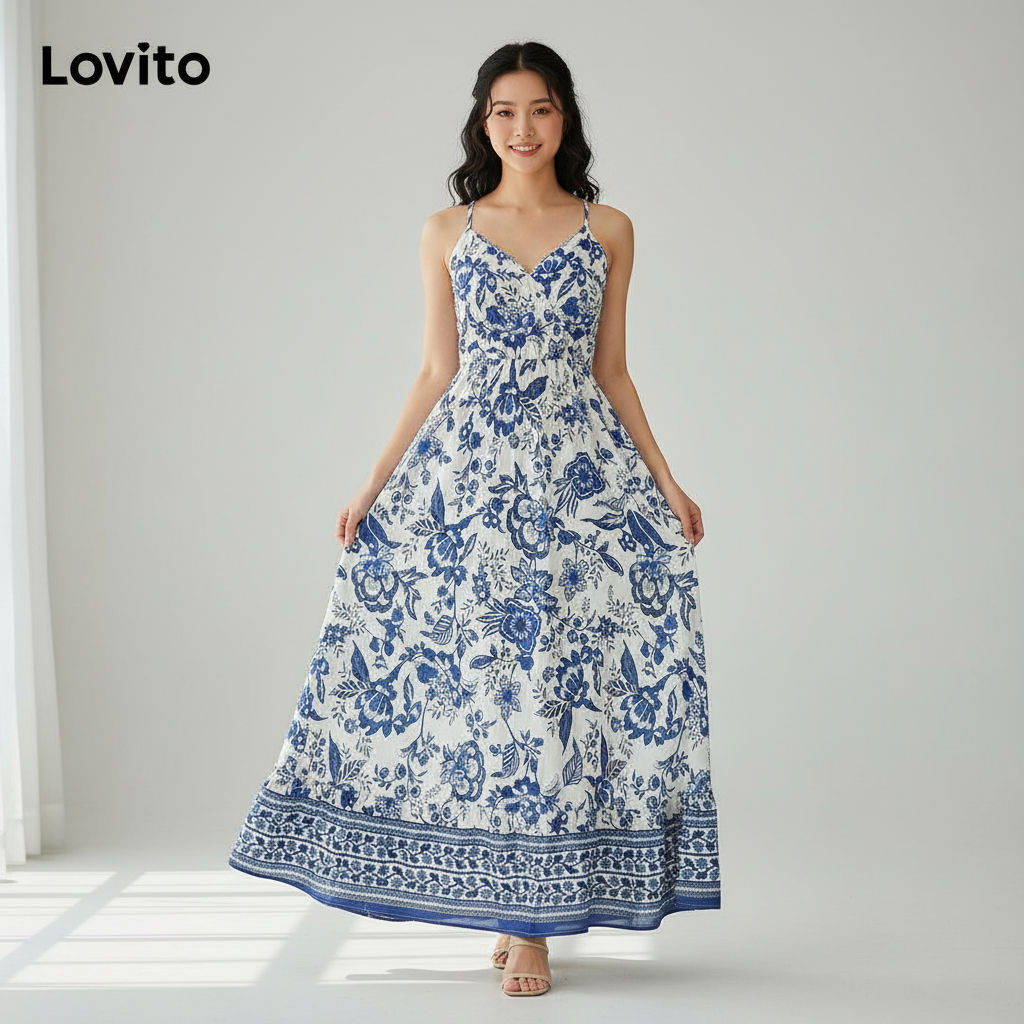 Lovito Vestido Plus Size Boho Estampa Tribal Feminino Curva LBL18845 em Oferta na Shopee