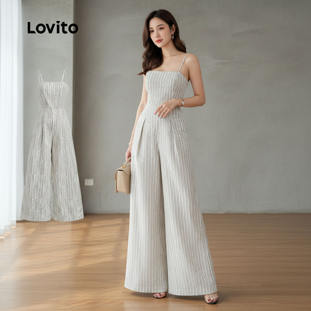 Lovito Macacão Casual Feminino Estampado Geométrico Primavera Verão L138ED566 em Oferta na Shopee