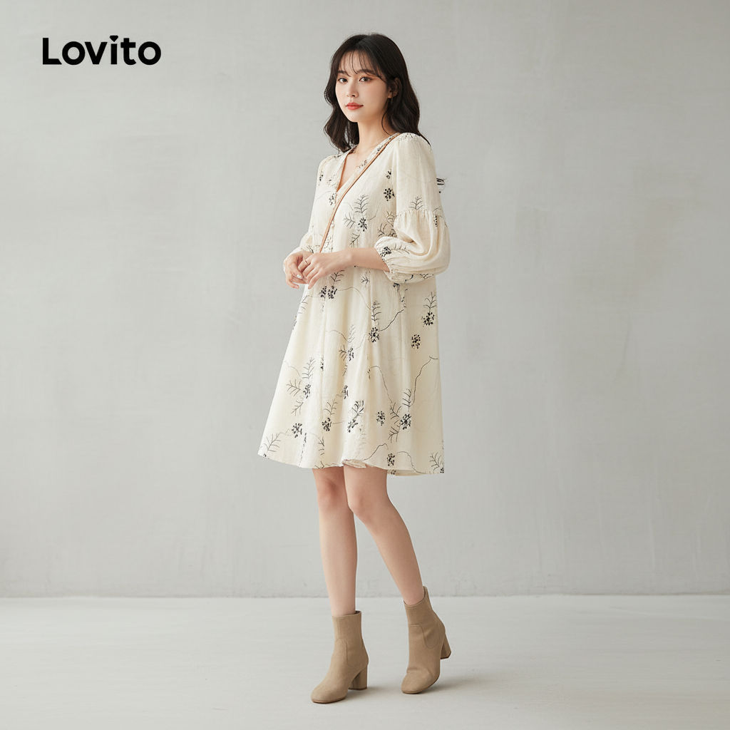 Lovito Casual Vestido Feminino Branco para Primavera/verão L156AD285
