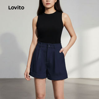 Lovito Shorts Femininos Dupla Camada L95ED830 em Oferta na Shopee