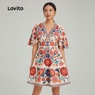 Lovito Vestido Feminino Boho Estampado Multicolor Primavera Verão L135ED250 em Oferta na Shopee