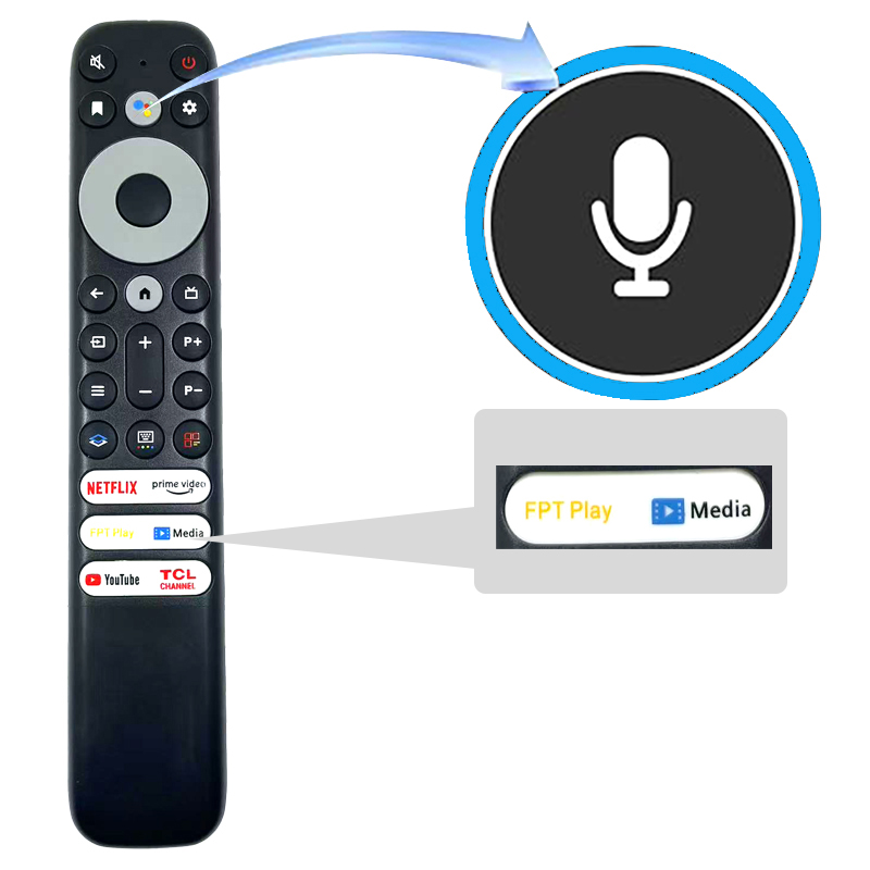 Controle Remoto Universal Bluetooth para TVs de LCD Inteligentes TCL Modelo RC902V FMR3 Compatível com Todas as TVs TCL