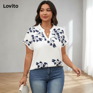 Blusa Feminina Elegante Estampa Botânica Plus Size LBL18293 em Oferta na Shopee
