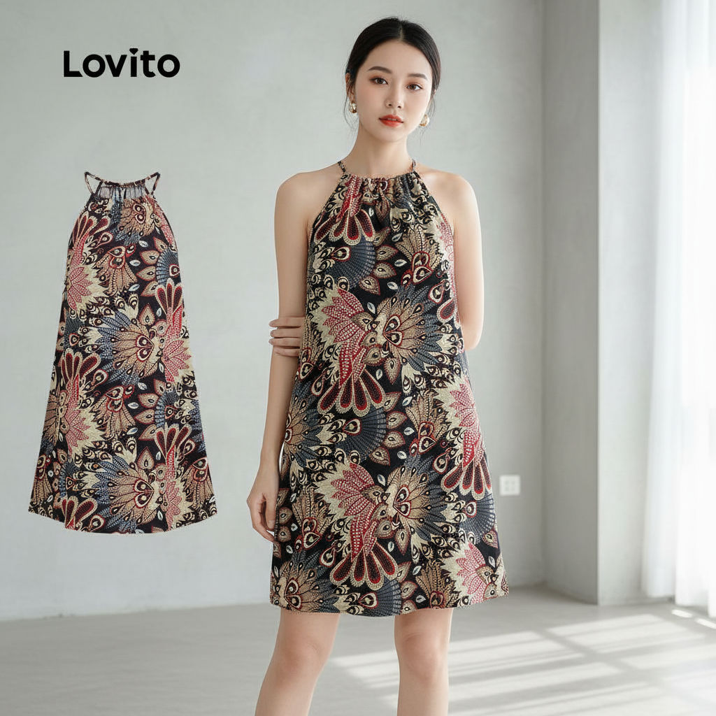 Lovito Vestido Estilo Férias com Ilhós para Mulheres em Primavera/verão Bordado L142ED120