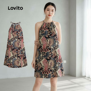 Lovito Vestido Estilo Férias com Ilhós para Mulheres em Primavera/verão Bordado L142ED120