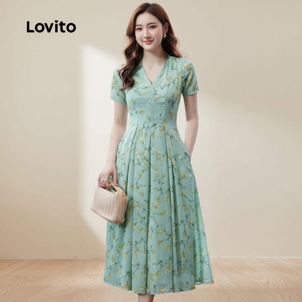 Lovito Refine Vestido Casual com Zíper para Primavera e Verão para Mulheres L154LD2000 em Oferta na Shopee