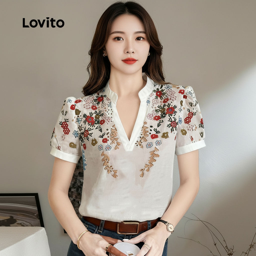 Lovito Blusa Feminina Estilo Boho para Primavera/Verão L170LD060