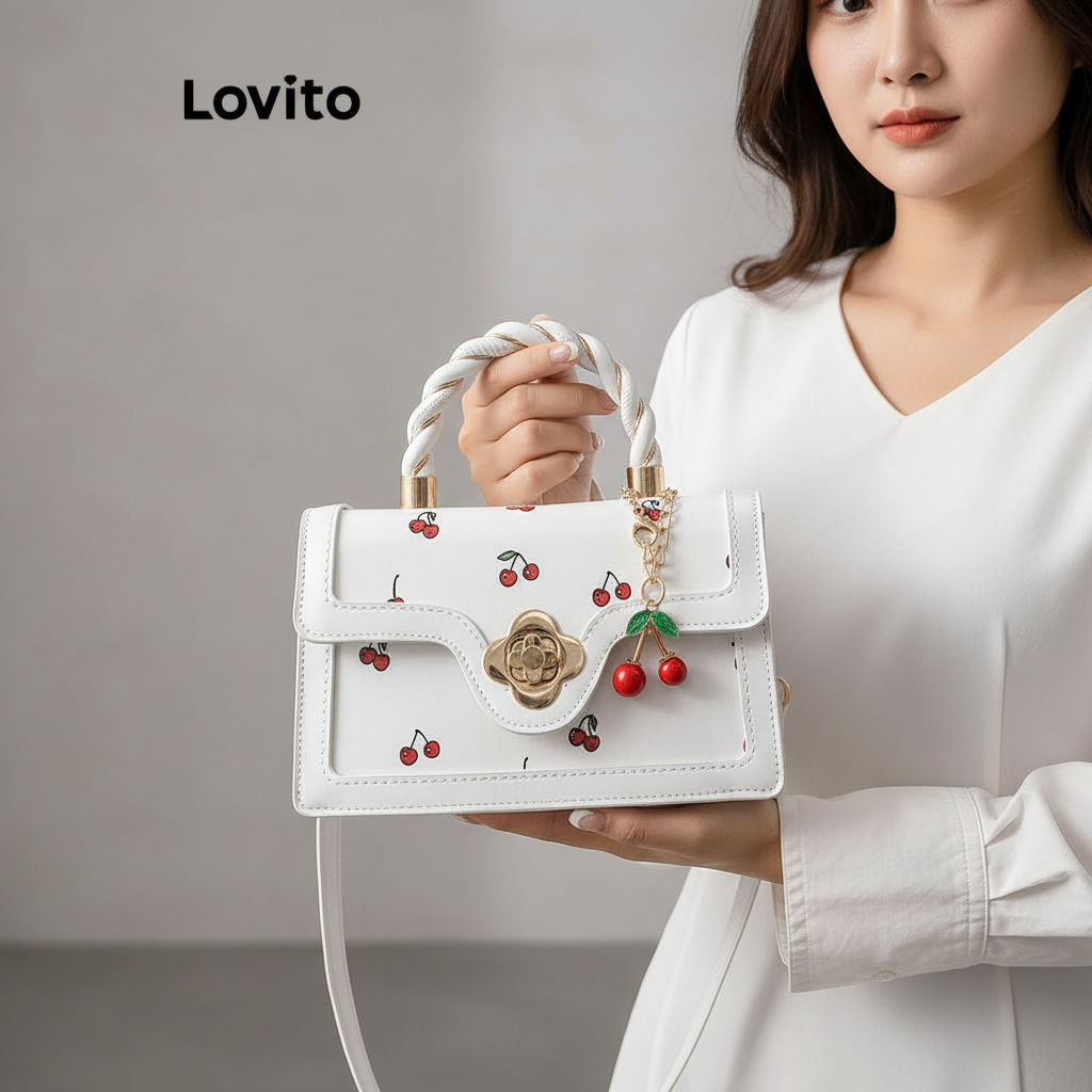 Lovito Refine Bolsa quadrada estampa portátil para mulheres LFA68233 em Oferta na Shopee