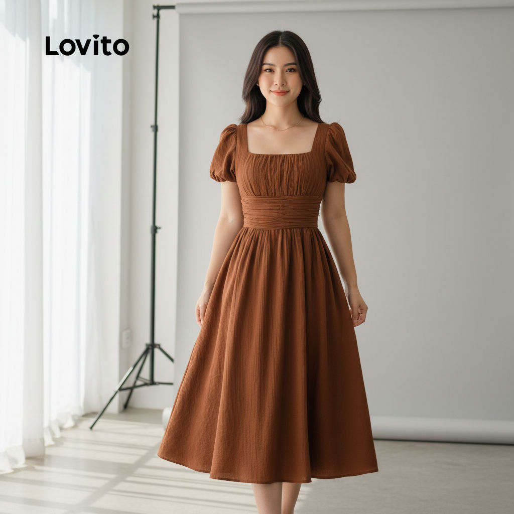Lovito Vestido com Zíper Casual para Mulheres Vermelho L157LD057 em Oferta na Shopee