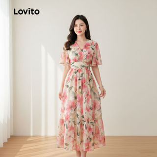 Lovito Vestido Sofisticado Primavera Verão Feminino LBL28184 em Oferta na Shopee