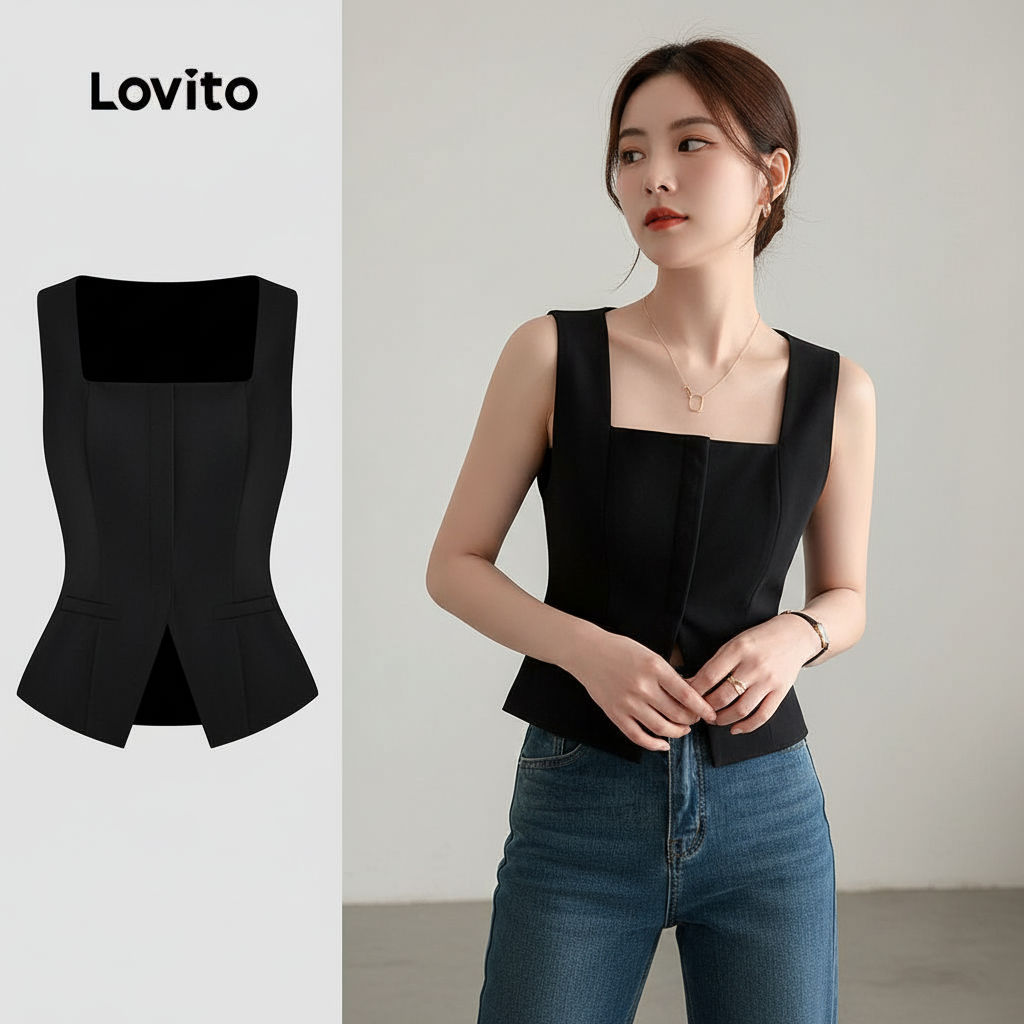 Lovito Blusa Feminina Sofisticada com Ombro Exposto para Verão e Primavera L124AD070