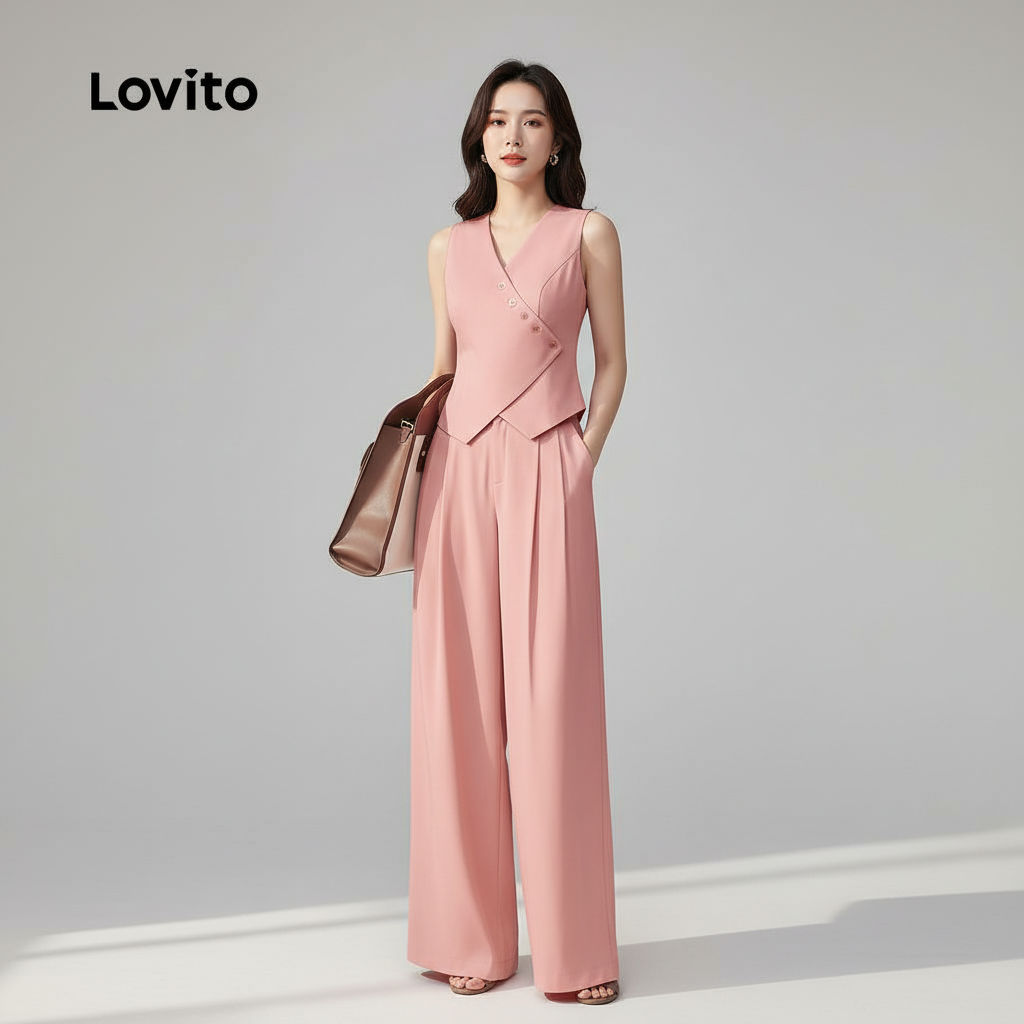 Lovito Blusas ou Calças Sofisticadas com Zíper Assimétrico para Primavera/verão para Mulheres L154LD021 em Oferta na Shopee