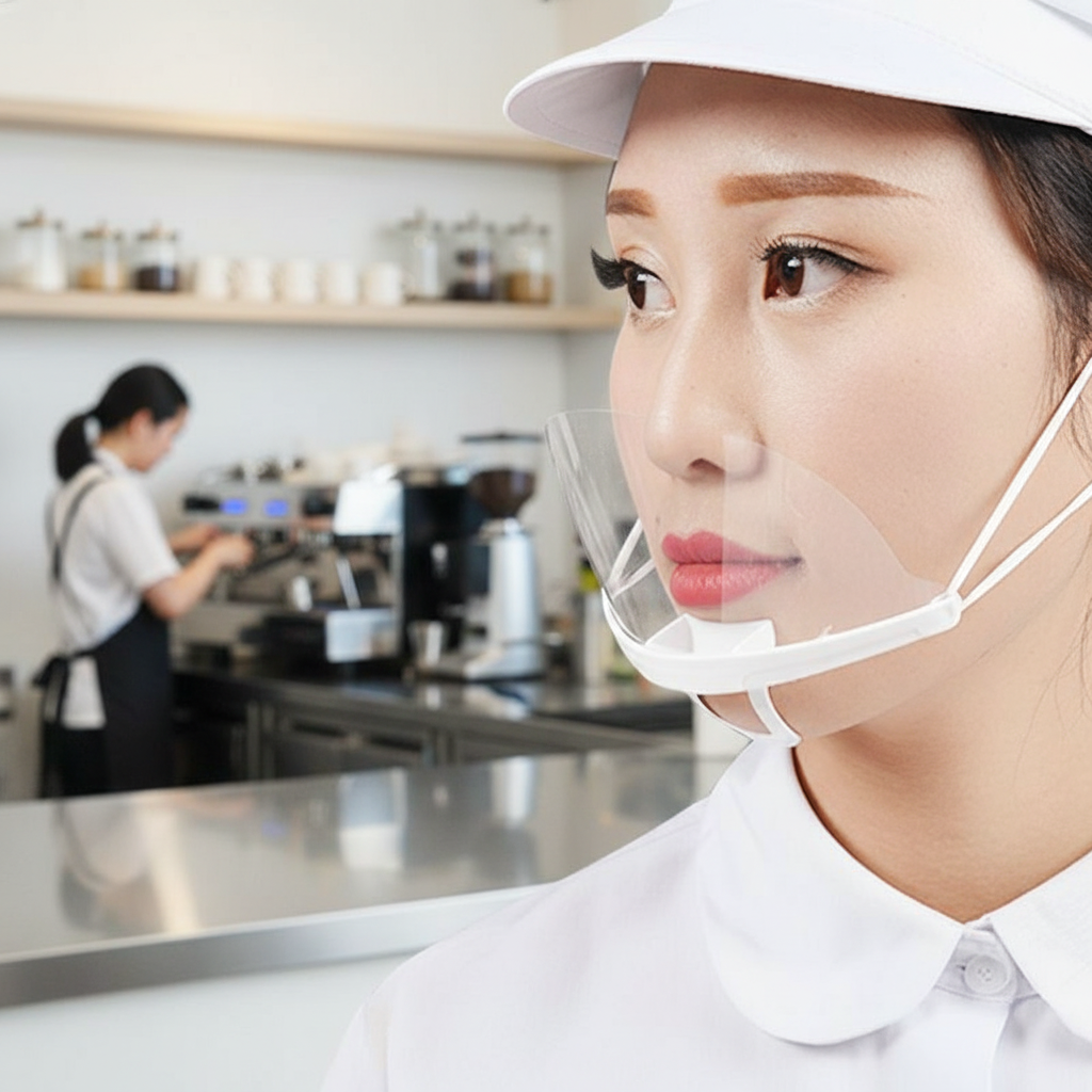 50 Máscaras Faciais Transparentes para Catering, Máscaras Plásticas de Cozinha para Hotéis, Equipamento de Proteção