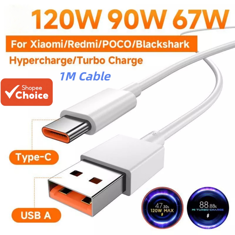 Cabo De Carregamento Super Rápido Tipo C 6A Para Xiaomi Redmi 120W 90W 67W 45W 33W Carregador Turbo