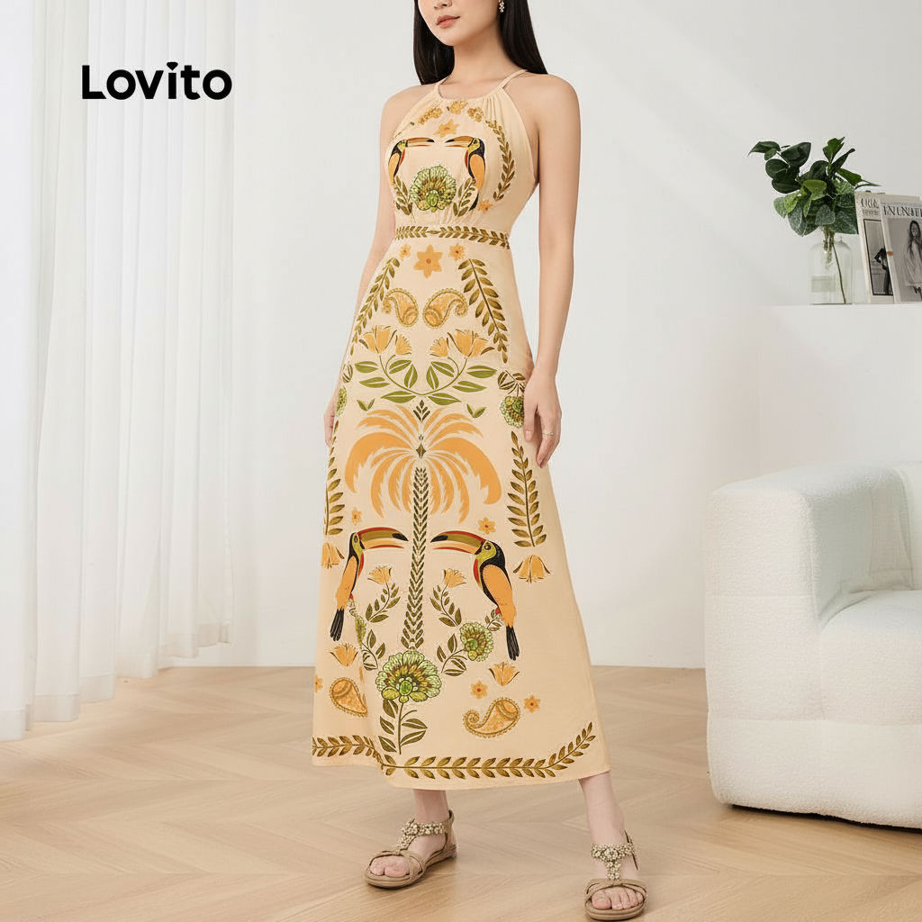 Lovito Vestido Feminino Com Estampa Tribal Estilo Nacional Vestido De Verão/Primavera Elegante Para Mulheres L129AD216 em Oferta na Shopee