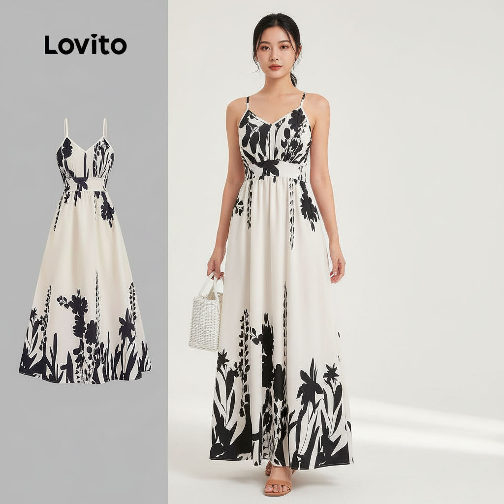 Lovito Refine Vestido Boho Feminino para Primavera Verão LBL29354 em Oferta na Shopee