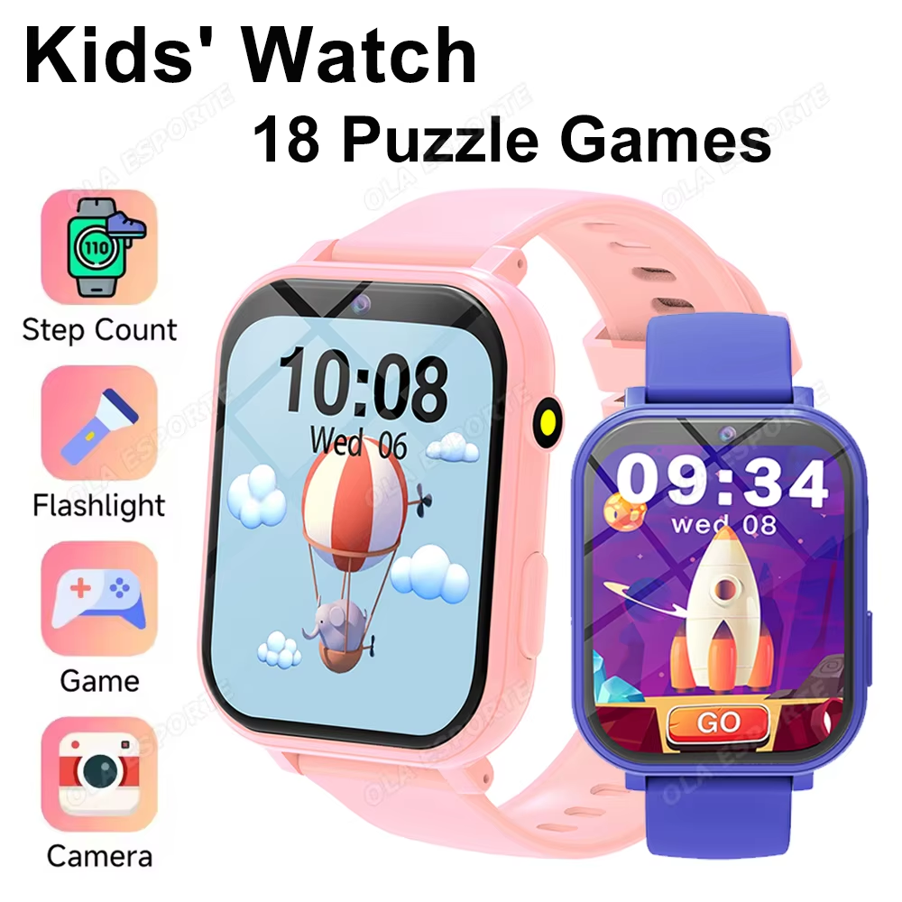 Crianças Smartwatch Relógio Inteligente Novas Jogos Baixa Potência 18 Quebra-Cabeça Jogo Câmera Calculadora
