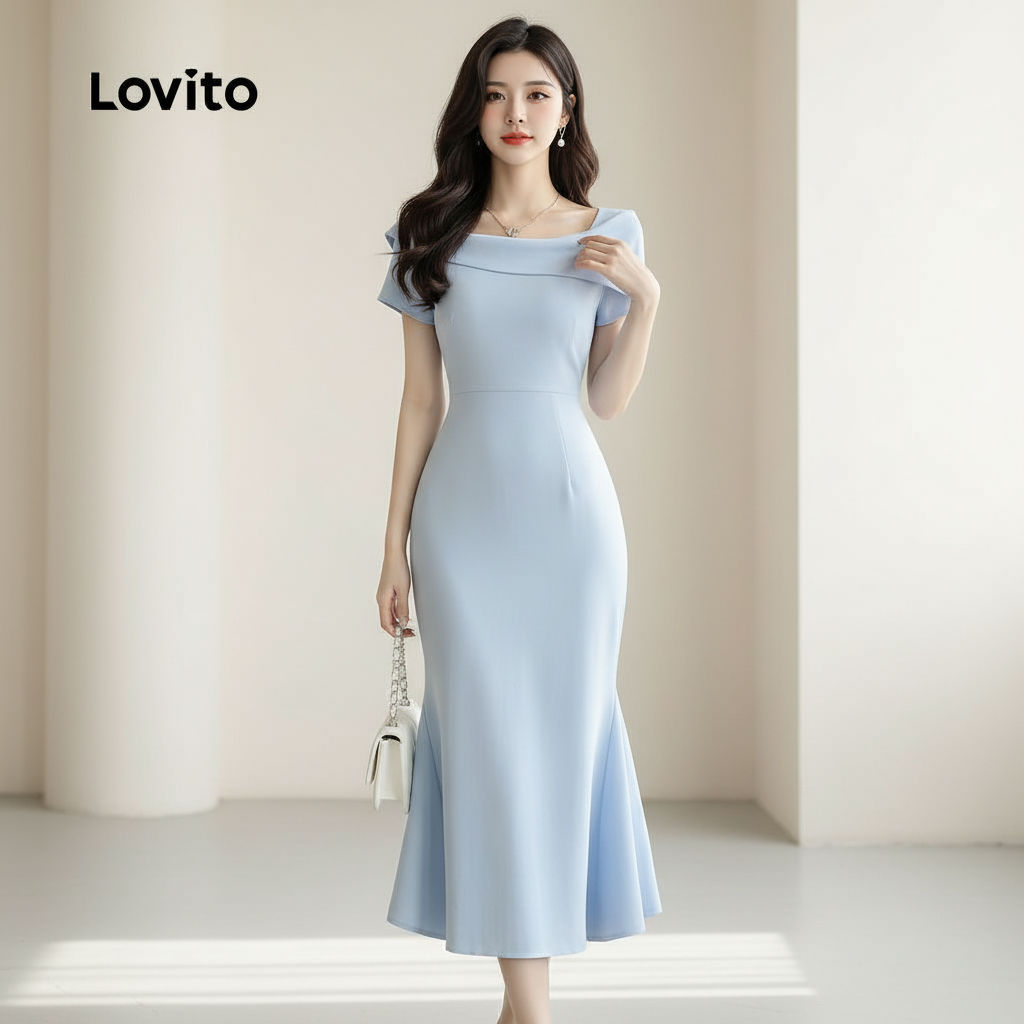 Lovito Vestido Assimétrico Leve e Confortável para Mulheres de Primavera/verão L137ED771