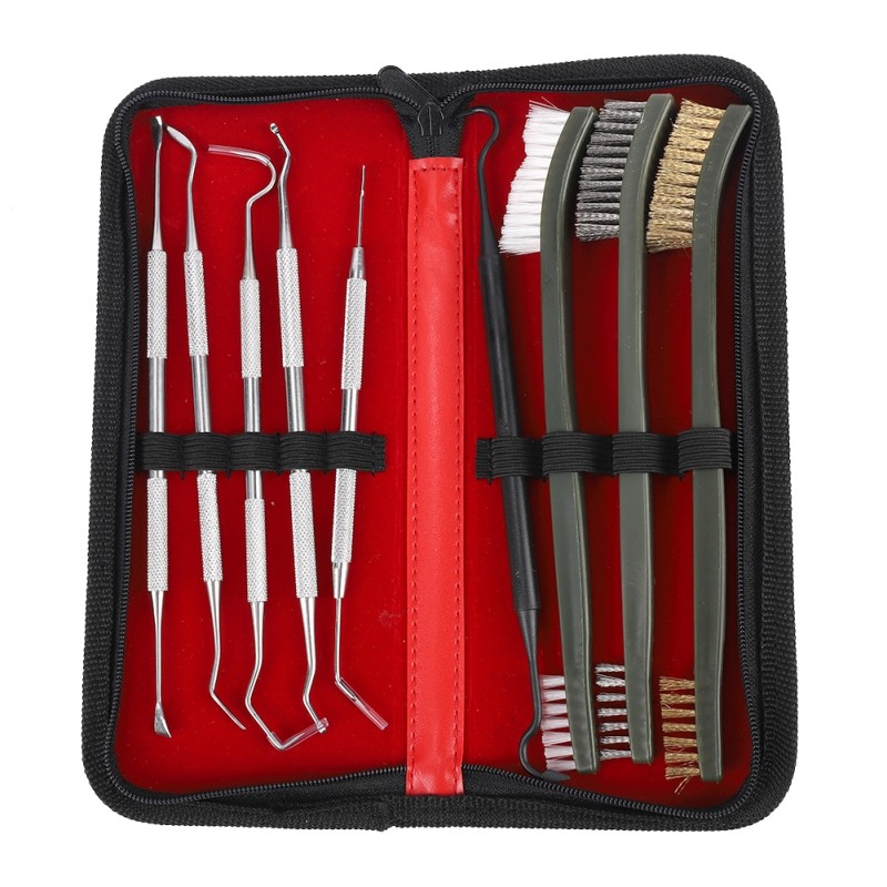 Kit de Limpeza Universal para Rifles e Pistolas 9 peças - Conjunto de Escovas para Armas | Compatível com Taurus AR15