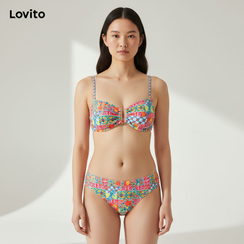 Lovito Top Elegante Floral De Metal Com Amarração Para Mulheres LNL87138 em Oferta na Shopee