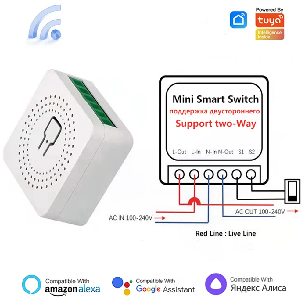 Funciona com o Tuya 16A MINI Interruptor Wifi DIY Controle Remoto Bidirecional Temporizador Relé Automação Para Smart em Oferta na Shopee